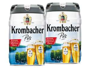 2 x 5-l-Bierfass Doppelpack Krombacher Pils, Bierfass mit Zapfhahn, Pfandfrei 4,8 % Vol