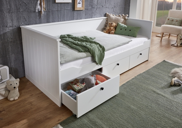 Bild 3 von Funktionsbett eLeona 90x200 cm ohne Lattenrost, mit 3 Schubladen, Ausf. Weiß lackiert