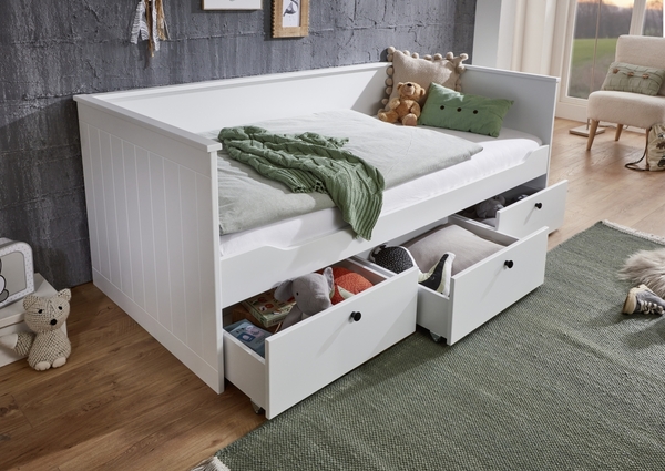 Bild 4 von Funktionsbett eLeona 90x200 cm ohne Lattenrost, mit 3 Schubladen, Ausf. Weiß lackiert