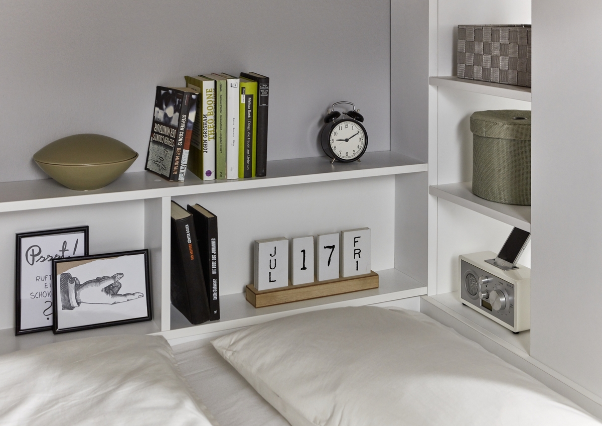 Bild 4 von Etagenbett Sina 2 LF 90x200 cm, inkl. inkl. Kleiderschrank und Bettschublade, Dekor Weiß