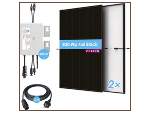 VALE Balkonkraftwerk MiniPV »800-ET8-L«, 830 Wp Full Black, 2x 415 W Solarmodul