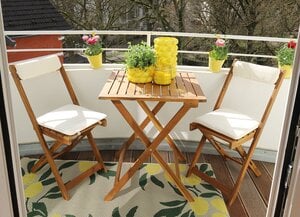 Balkon-Set Akazie mit Kissen 3-teilig