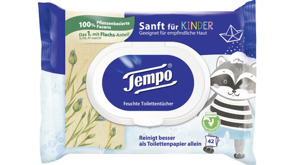 Bild 1 von Tempo feuchtes Toilettenpapier Sanft für Kinder