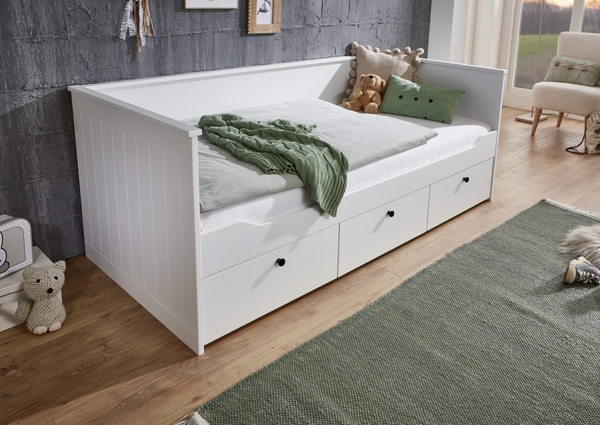 Bild 2 von Funktionsbett eLeona 90x200 cm ohne Lattenrost, mit 3 Schubladen, Ausf. Weiß lackiert