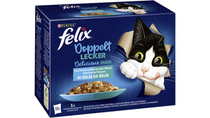 felix Katzennassfutter So gut wie es aussieht Doppelt Lecker in Gelee Geschmacksvielfalt aus dem Wasser 12x85g