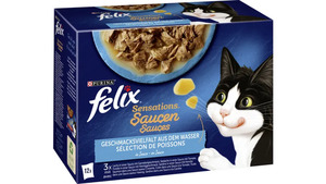 felix Katzennassfutter Sensations Saucen Geschmacksvielfalt aus dem Wasser 12x85g