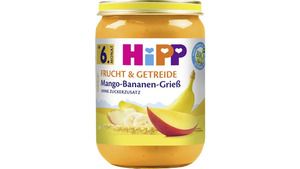 HiPP Bio Frucht und Getreide Mango-Bananen-Grieß, ohne Zuckerzusatz,190g