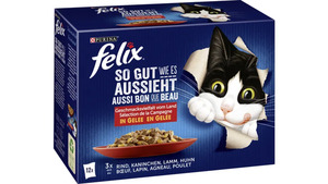 felix Katzennassfutter So gut wie es aussieht in Gelee Geschmacksvielfalt vom Land 12x85g