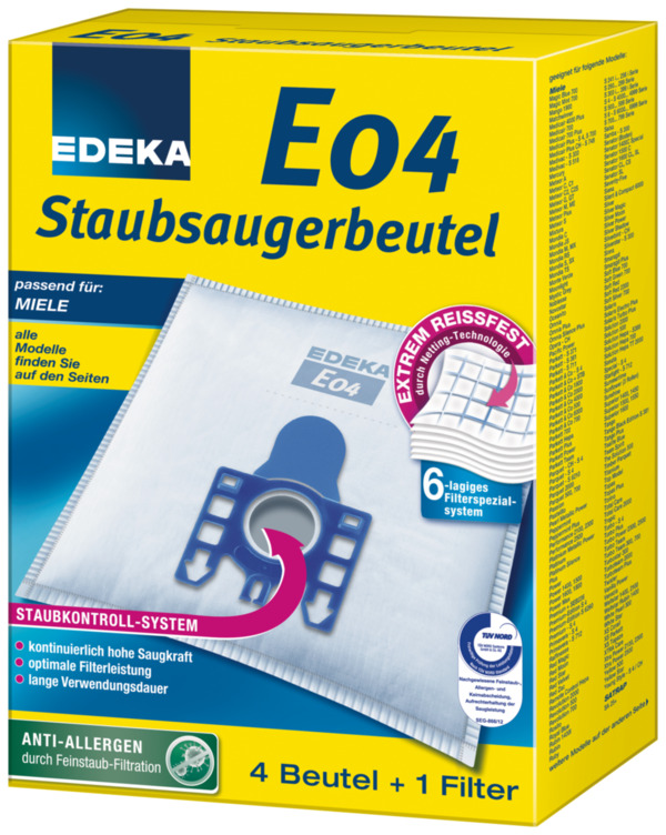 Bild 1 von EDEKA Staubsaugerbeutel E04 4 Stück