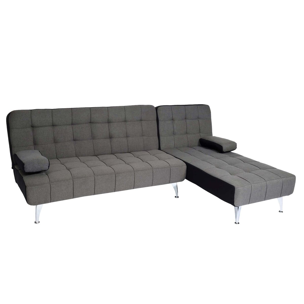 Bild 1 von Schlafsofa MCW-K22, Couch Ecksofa Sofa, Liegefläche links/rechts Schlaffunktion 236cm ~ Stoff/Textil dunkelgrau, schwarz