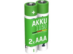 ANSMANN 2er Set NiMH Akku, Nickel-Metallhydrid, 1.2 Volt, 1150 mAh, Weiß