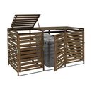 Bild 1 von XL 3er-/6er-Mülltonnenverkleidung MCW-H62, Mülltonnenbox, erweiterbar 114x200x97cm Massiv-Holz ~ dunkelbraun
