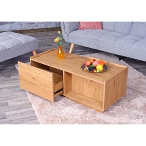 Couchtisch MCW-J78, Wohnzimmertisch Beistelltisch Sofatisch, Schublade, MDF 110x50x40cm ~ Eiche-Optik