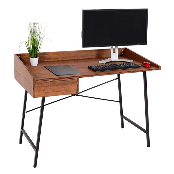 Bild 1 von Schreibtisch MCW-J97, Bürotisch Computertisch, Schublade 3D-Struktur 98x114x60cm MVG-zertifiziert ~ braun