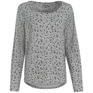 Damen Langarmshirt mit Blumen-Print HELLGRAU