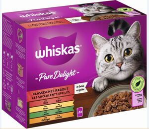 Whiskas Multipack Pure Delight Klassisches Ragout Katzenfutter 12 x 85 g
