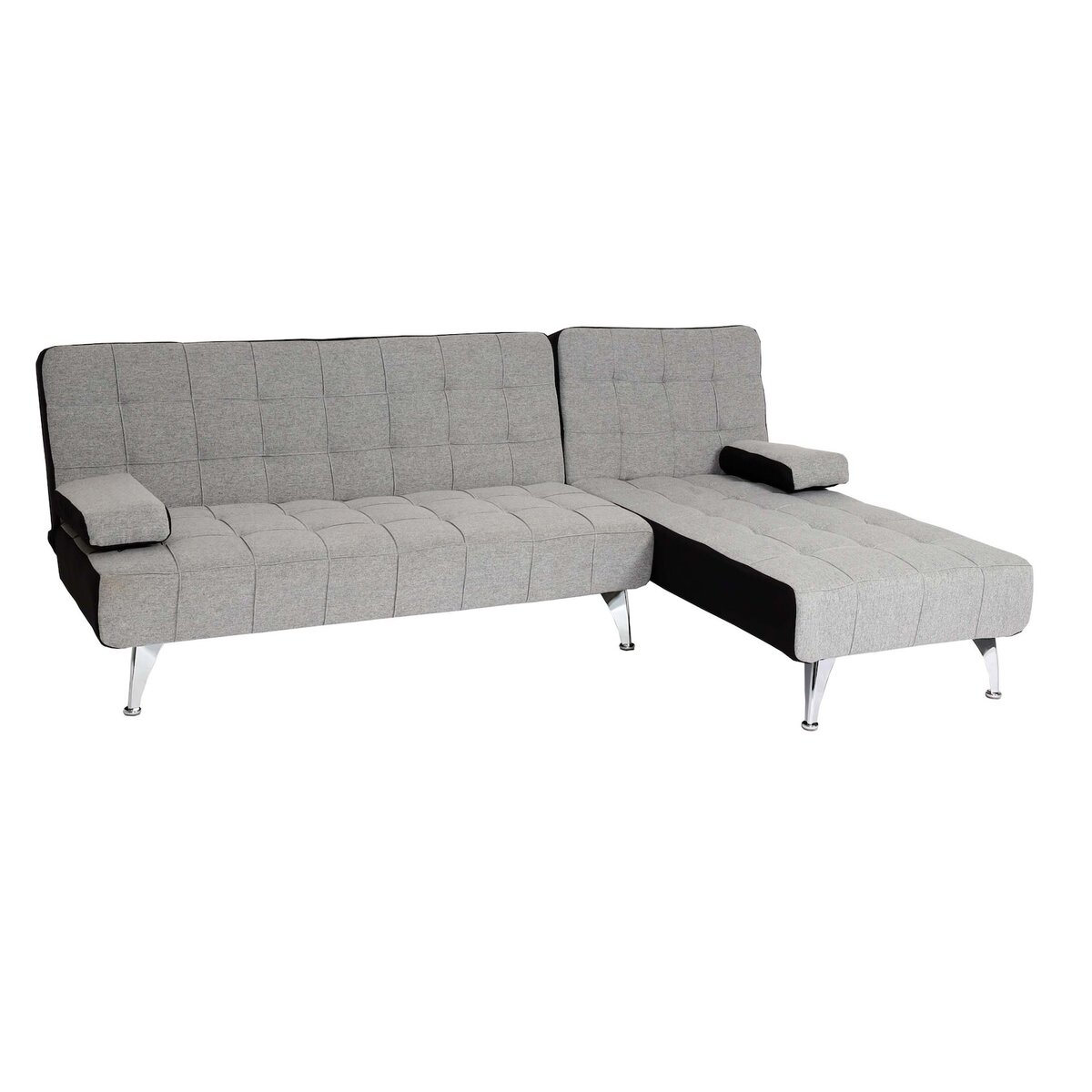 Bild 1 von Schlafsofa MCW-K22, Couch Ecksofa Sofa, Liegefläche links/rechts Schlaffunktion 236cm ~ Stoff/Textil hellgrau, schwarz