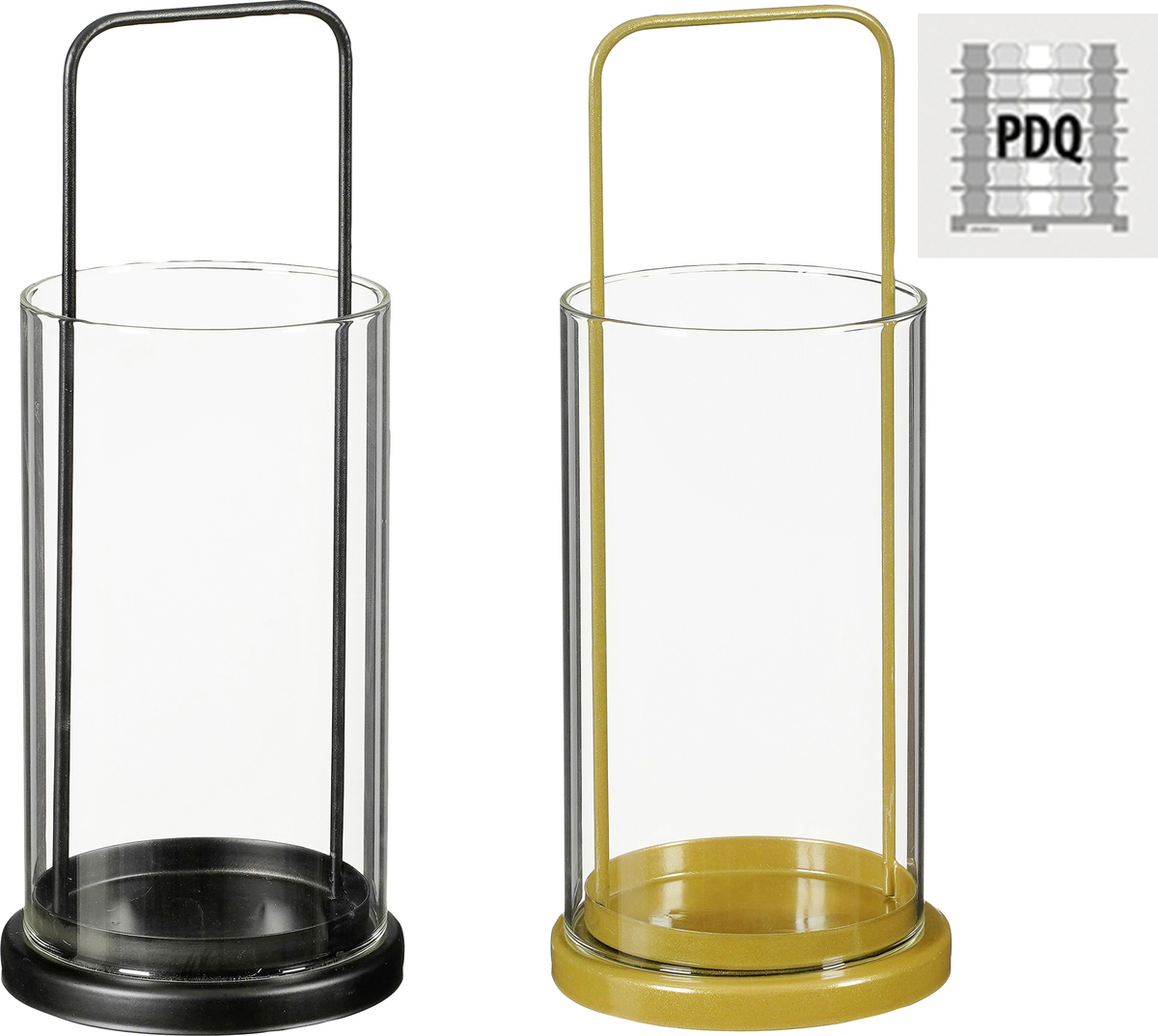 Bild 1 von Mica Decorations Windlicht Glas Ø 11 x 25,5 cm schwarz oder gold