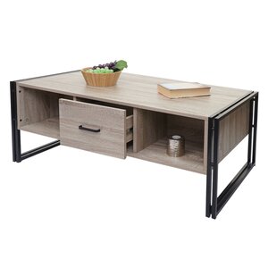 Couchtisch MCW-A27b, Beistelltisch Wohnzimmertisch, 3D-Struktur, 45x110x60cm MVG-zertifiziert, Metall ~ Eiche-Optik