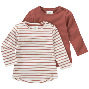 2 Baby Langarmshirts im Set TERRACOTTA / WEISS