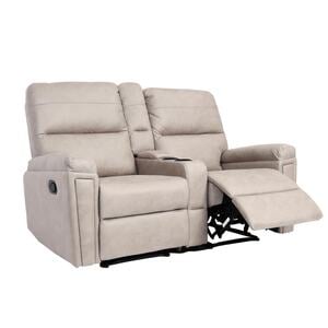 2er Kinosessel MCW-K17, Relaxsessel Fernsehsessel Sofa, Nosagfederung Getränkehalter Fach ~ Stoff/Textil hellgrau