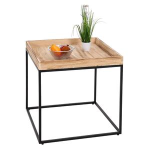 Beistelltisch MCW-K71, Kaffeetisch Couchtisch Tisch, MVG-zertifiziert Paulownia-Holz Metall 60x60x60cm ~ naturfarben