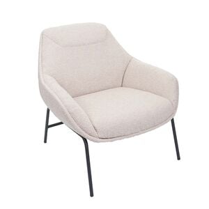 Lounge-Sessel MCW-J77, Cocktailsessel Sessel, Bouclé Stoff Metall ~ creme-beige