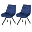 Bild 1 von 2er-Set Esszimmerstuhl MCW-K24, Polsterstuhl Küchenstuhl Lehnstuhl Stuhl, Metall Samt ~ blau