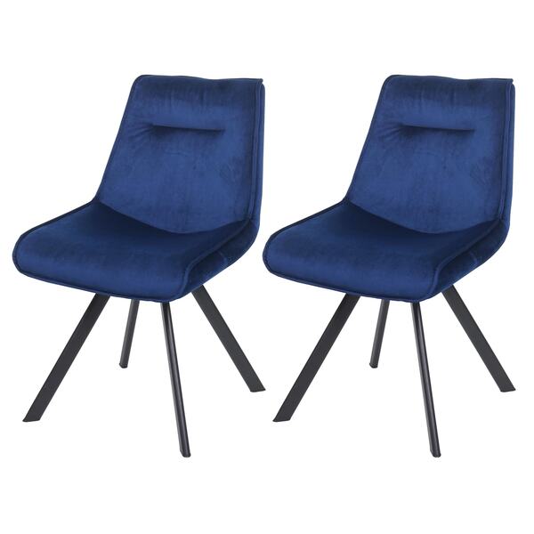 Bild 1 von 2er-Set Esszimmerstuhl MCW-K24, Polsterstuhl Küchenstuhl Lehnstuhl Stuhl, Metall Samt ~ blau