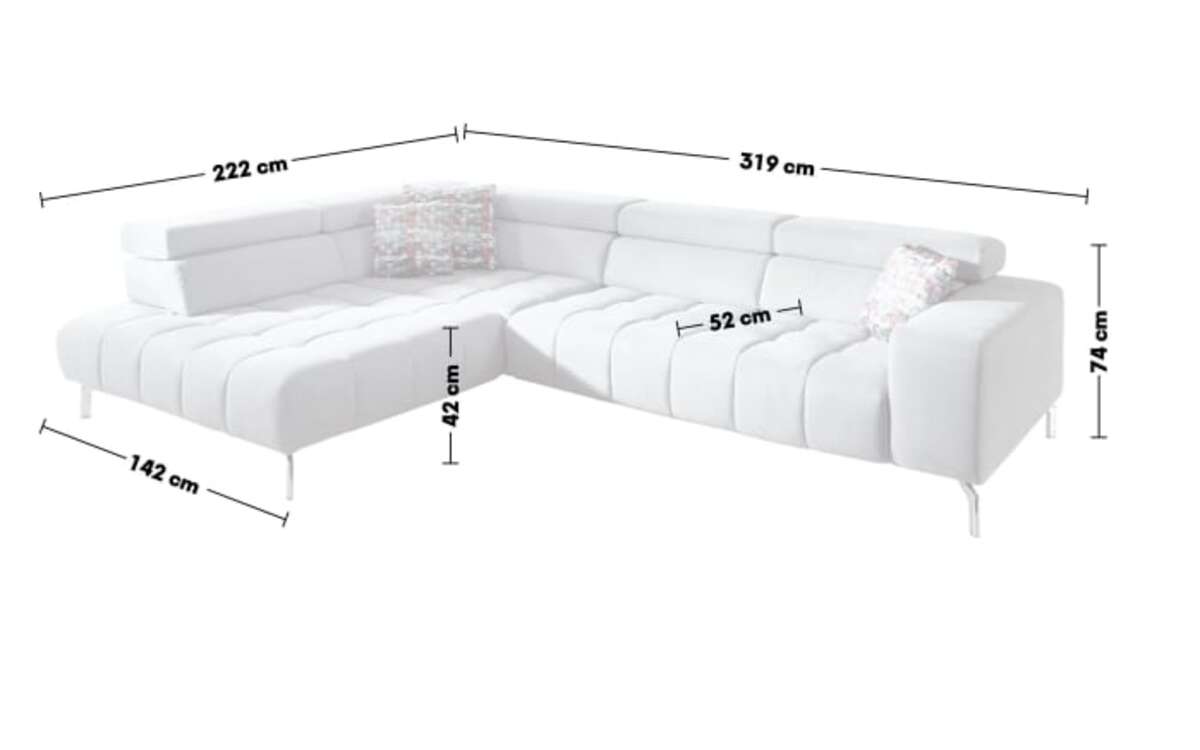 Bild 2 von Megapol - Wohnlandschaft MP-IN18022, silber, inkl. Kopfteilverstellungen