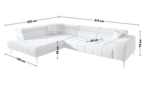 Bild 2 von Megapol - Wohnlandschaft MP-IN18022, silber, inkl. Kopfteilverstellungen