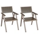 Bild 1 von 2er-Set Gartenstuhl MCW-J95, Balkonstuhl Stuhl, Outdoor-Beschichtung, Aluminium Holzoptik ~ Gestell champagner, grau