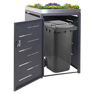 1er-Mülltonnenverkleidung MCW-H40, Mülltonnenbox, Pflanzkasten Edelstahl-Metall-Kombi 35kg 125x69x84cm erweiterbar