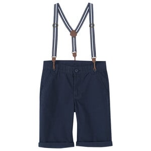 Jungen Chinoshorts mit Hosenträgern DUNKELBLAU