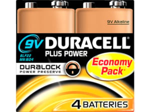 DURACELL Plus Power 9V (Alkaline) Batterie 4 Stück