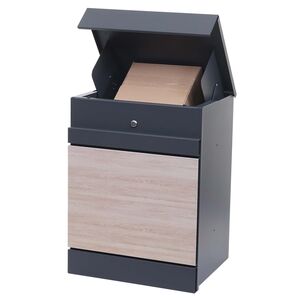 Paketkasten MCW-K41, Paketbox Paketfach Paketstation Briefkasten, Metall ~ verzinkt anthrazit-Holzoptik