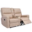 Bild 1 von 2er Kinosessel MCW-K17, Relaxsessel Fernsehsessel Sofa, Nosagfederung Getränkehalter Fach ~ Stoff/Textil beige