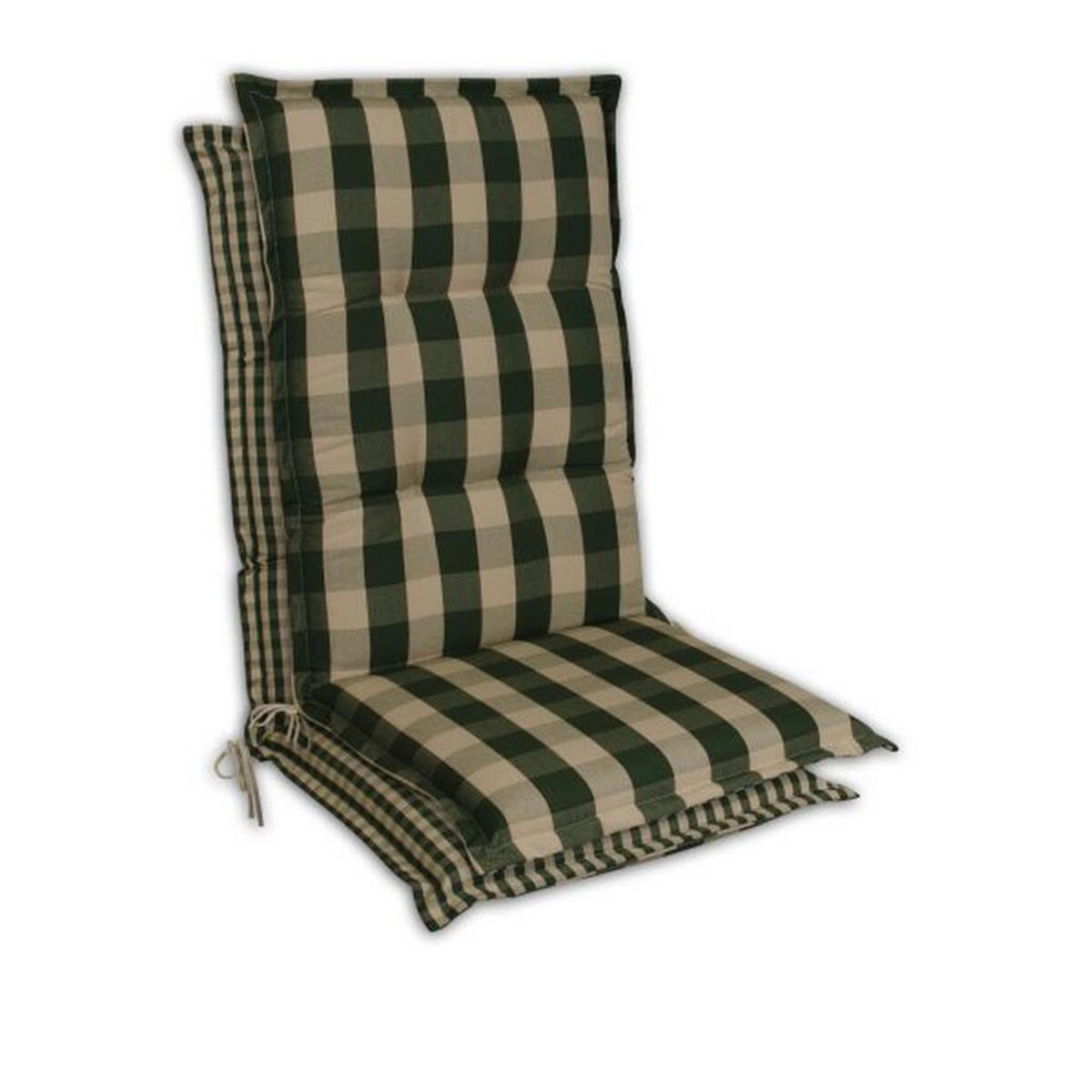 Bild 1 von Sesselauflage, Dunkelgrün, Beige, Textil, Karo, Füllung: Schaumstoff, Vlies, 50x9x120 cm, Made in Germany, Outdoor-Kissen, Sesselauflagen