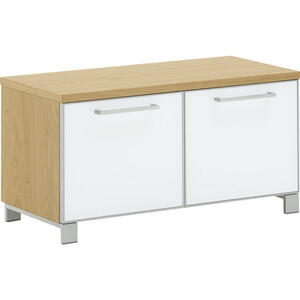 Garderobenbank, Weiß, Eiche Bianco, Metall, Eiche, furniert, 1-Sitzer, 84x45x40 cm, Goldenes M, Made in Germany, DGM-Klimapakt, Typenauswahl, Garderobe, Garderobenbänke, Garderobenbänke