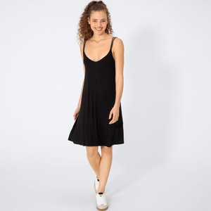 Damen-Kleid mit doppelten Spaghettiträgern, Black