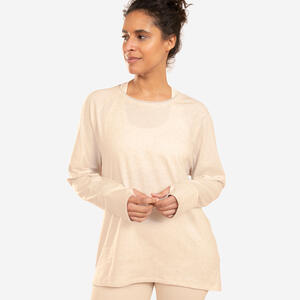 Langarmshirt Yoga Damen - beige Beige