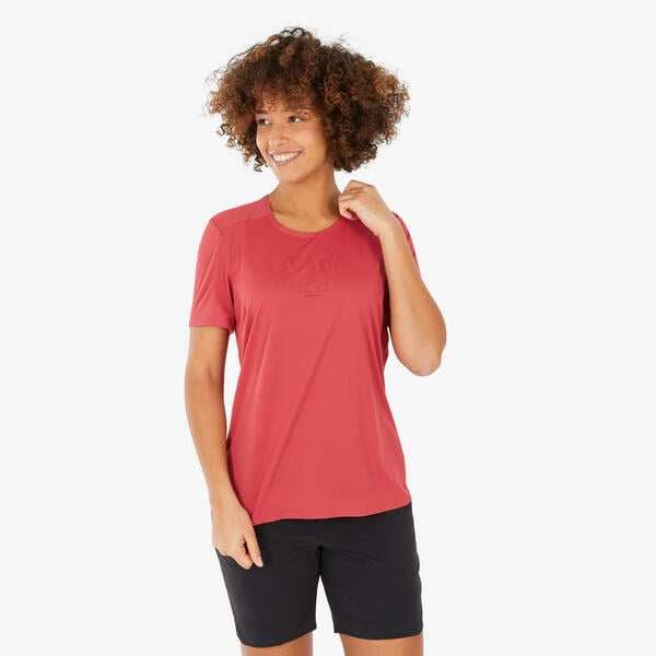 Bild 1 von Wandershirt Damen kurzarm - MH500 Rosa|rot