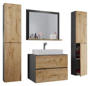 Badezimmer ''Lendas'', in Honigeiche/Anthrazit, 5-tlg, Anthrazit, Honigeiche