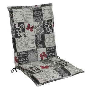 Sesselauflage, Grau, Weiß, Dunkelrot, Textil, Karo, Füllung: Schaumstoff, Vlies, 48x4x109 cm, Made in Germany, Outdoor-Kissen, Sesselauflagen