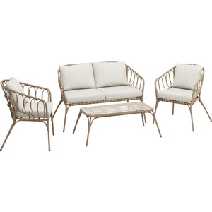 Lounge-Set mit Couchtisch Gordonvale 4-teilig Polyrattan Beige