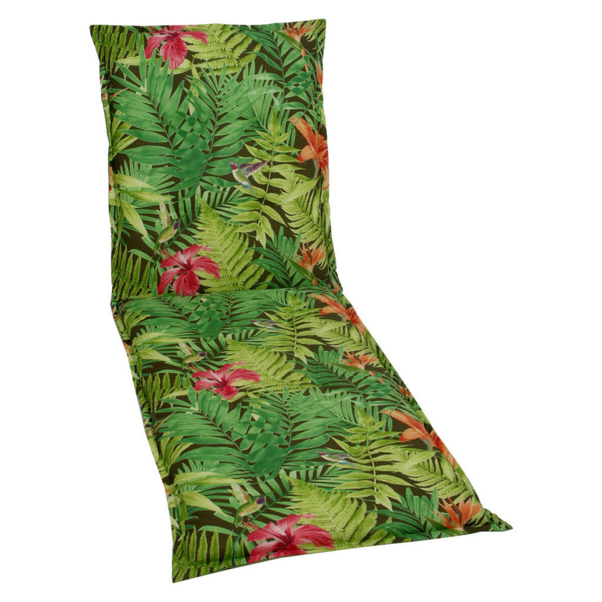 Bild 1 von Liegenauflage, Grün, Dunkelgrün, Hellgrün, Textil, Floral, Füllung: Schaumstoff, Vlies, 60x8x190 cm, Outdoor-Kissen, Liegenauflagen