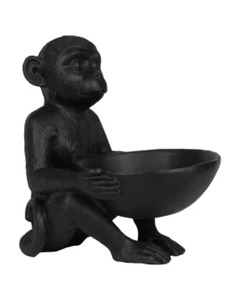 Schwarzer Deko-Affe, ca. 14,5 x 20 x 20 cm, schwarz