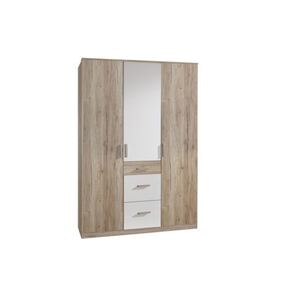 Drehtürenschrank Cariba 135 x 199 cm San Remo Eiche/ weiß