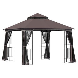 Outsunny Pavillon kaffee Metall B/H/L: ca. 299x274x299 cm