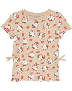 Hello Kitty T-Shirt, gerippt, hellbraun